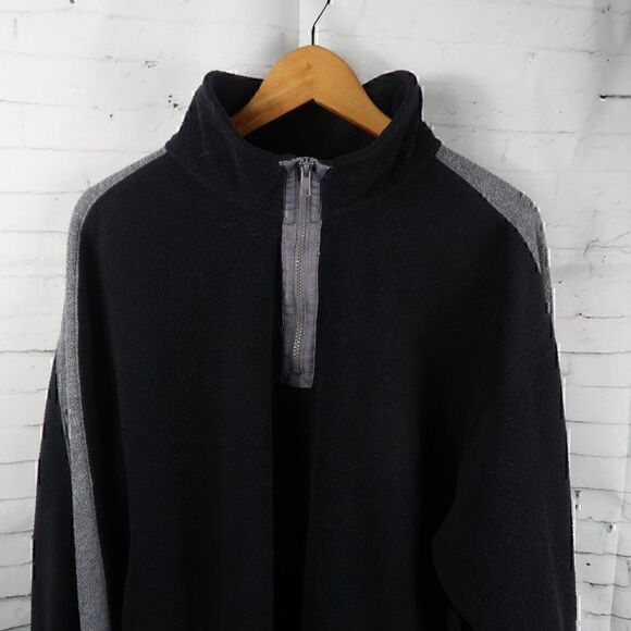 OUTDOOR URBAN TERRAIN BLACK & GREY FLEECE 1/4 ZIP PULLOVER JACKET SIZE LARGE - Picture 4 of 9